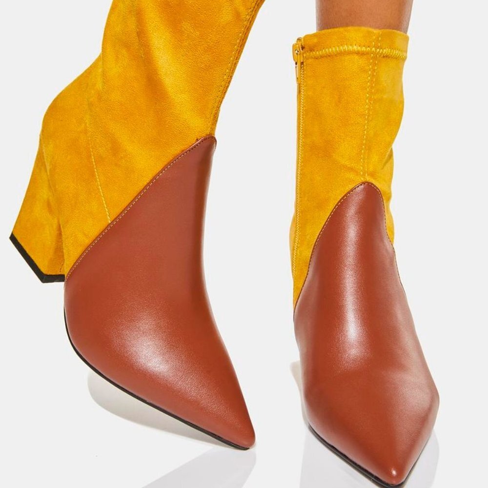 Lemon Drop by Privileged THE CLARENCE COLOR BLOCKED Ankle Boots (BRAND NEW !!!